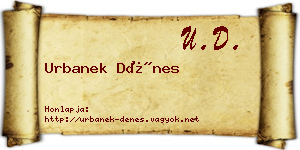 Urbanek Dénes névjegykártya